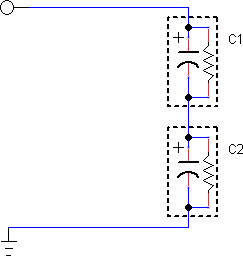 All capacitors can be thought of as having a small resistor in parallel