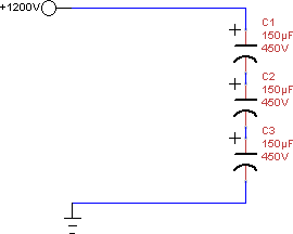 1200V Circuit with Three Capacitors in Series